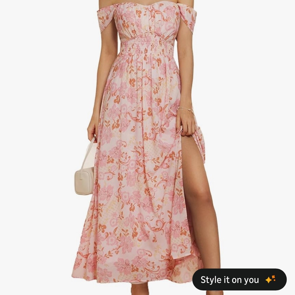 Floral Pink Off-Shoulder Dress